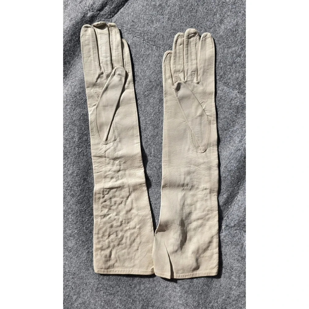 Vintage Kid Leather Gloves Floral Lattice Cut-Out Italian 50s Opera Bridal NWOT